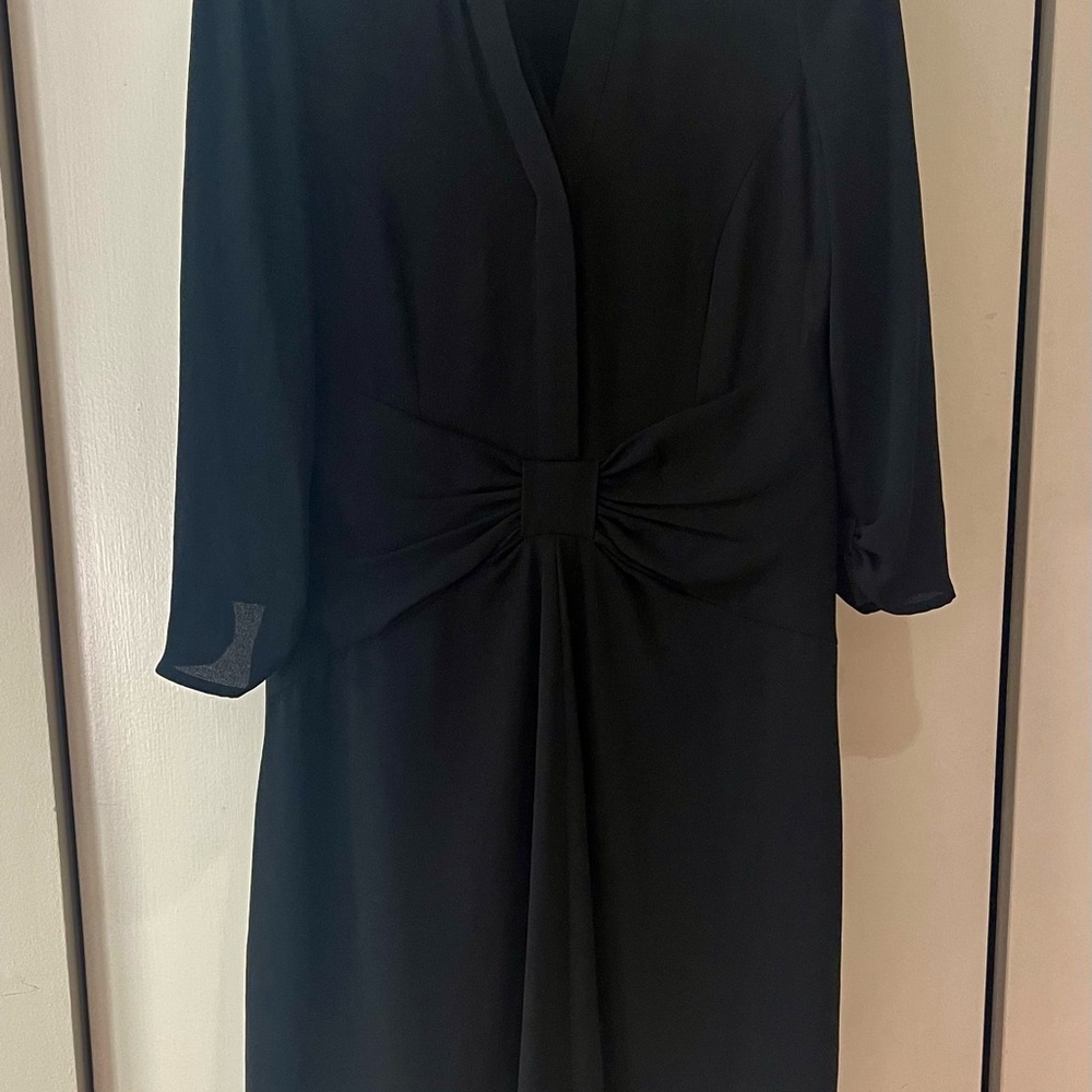 BCBGMaxAzria Black Ruched Tie Front Sheath Dress